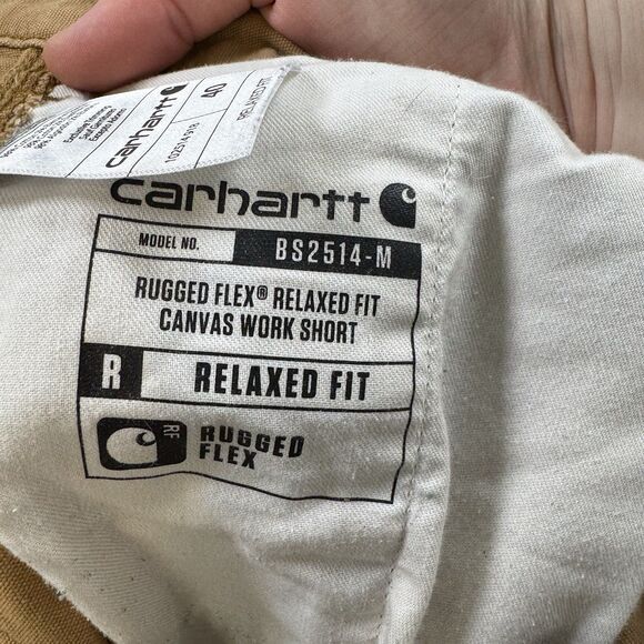 S Carhartt Shorts Mens 40 Khaki Rugged Flex Relaxed Fit Canvas Work Utility - Picture 7 of 8